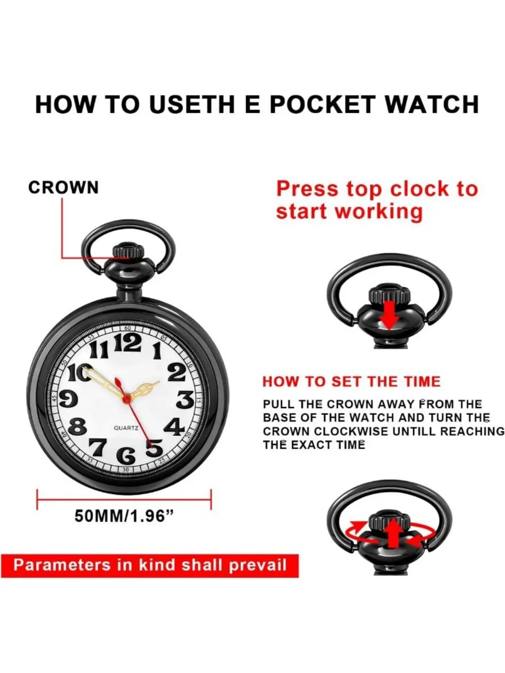 Classic Shiny Arabic Numeral Men's Quartz Pocket Watch with Chain - Stylish